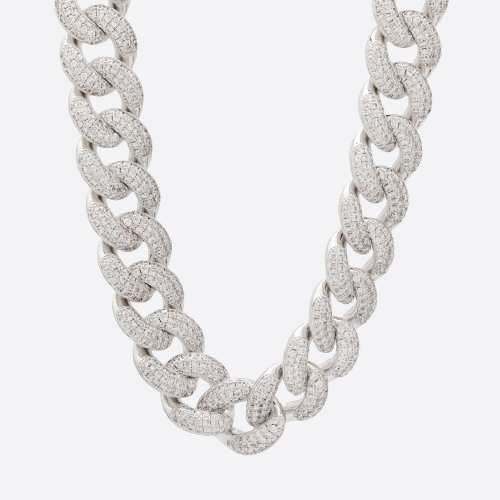 20MM ICED CUBAN CHAIN - WHITE GOLD – Zotic
