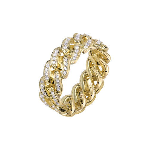 Iced out Cuban Link Ring  - Gold