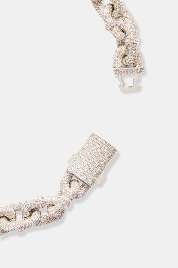 14mm Iced Chunky Link Pave Chain - White Gold