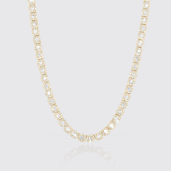 10mm Clustered Tennis Chain - Gold