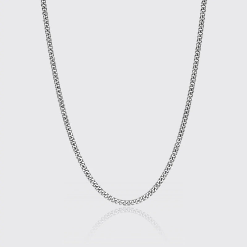 MICRO CUBAN CHAIN 3MM - Solid White Gold