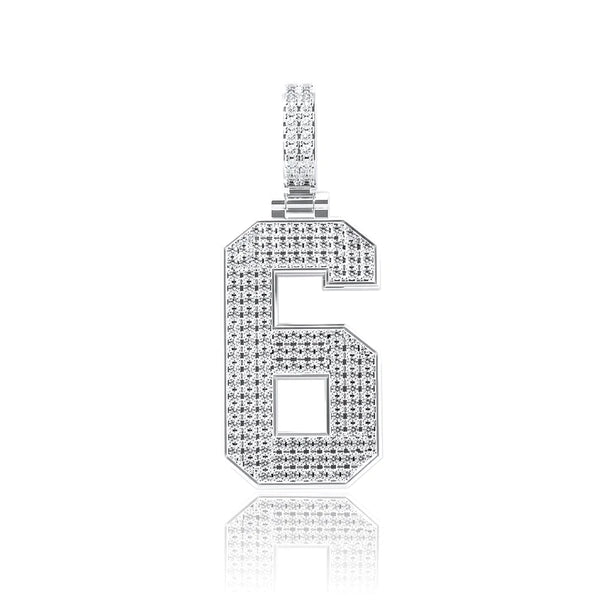 Moissanite Number Pendant - Solid Silver
