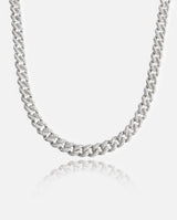8mm Iced Cuban Link Chain - White Gold