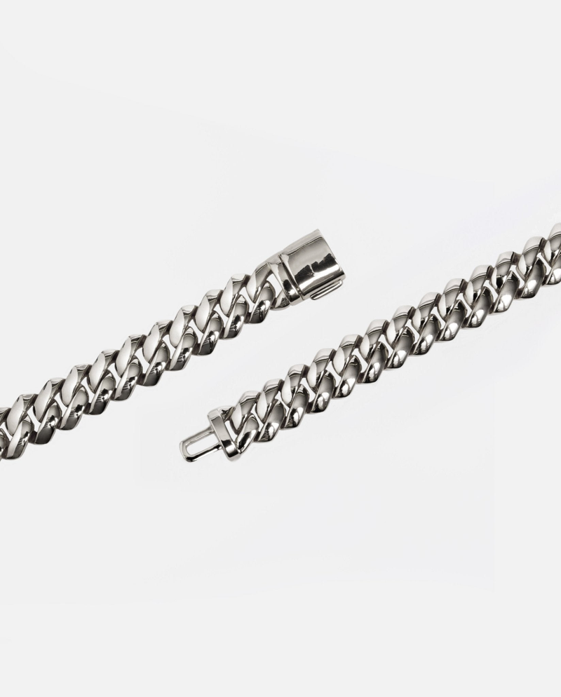 14mm Miami Prong Link Chain - White Gold