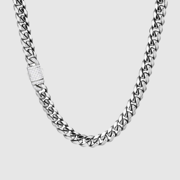 12mm Iced Miami Cuban Link - White Gold