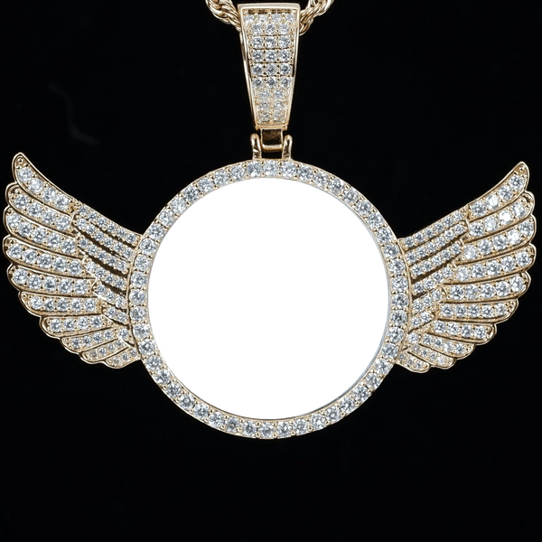 Custom Wing Photo Pendant- Gold