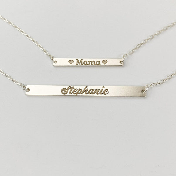 Bar necklace - white gold