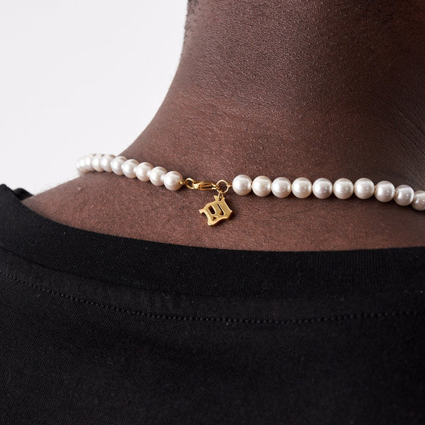 Pearl Cuban Necklace - Gold