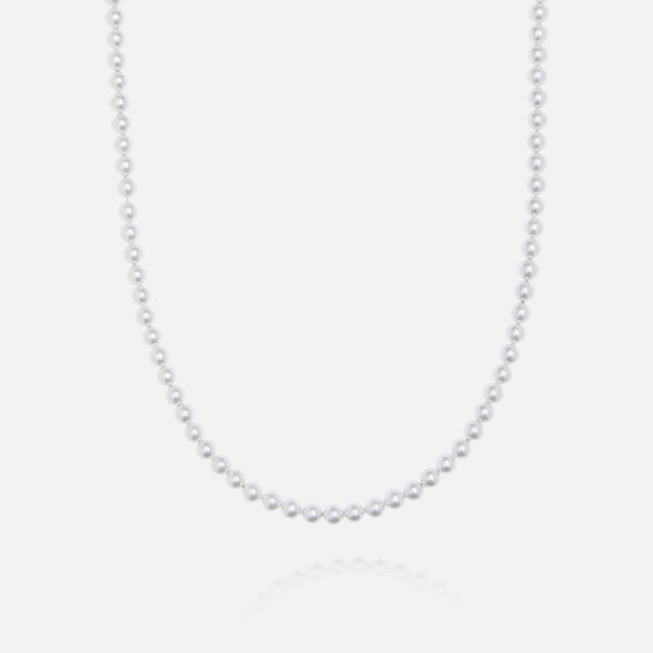 6mm Pearl Necklace - White Gold