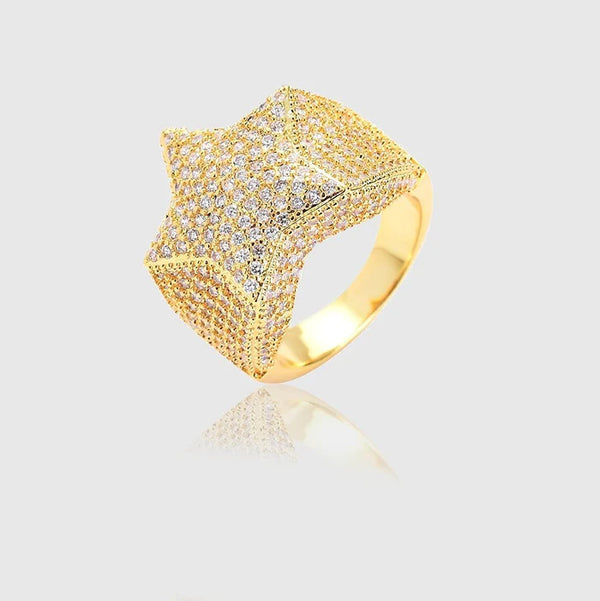 Iced Out Star Ring - Gold