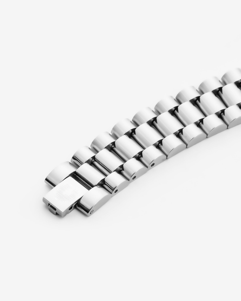15mm Watch Strap Link Bracelet - White Gold