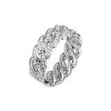 Iced out Cuban Link Ring - White Gold