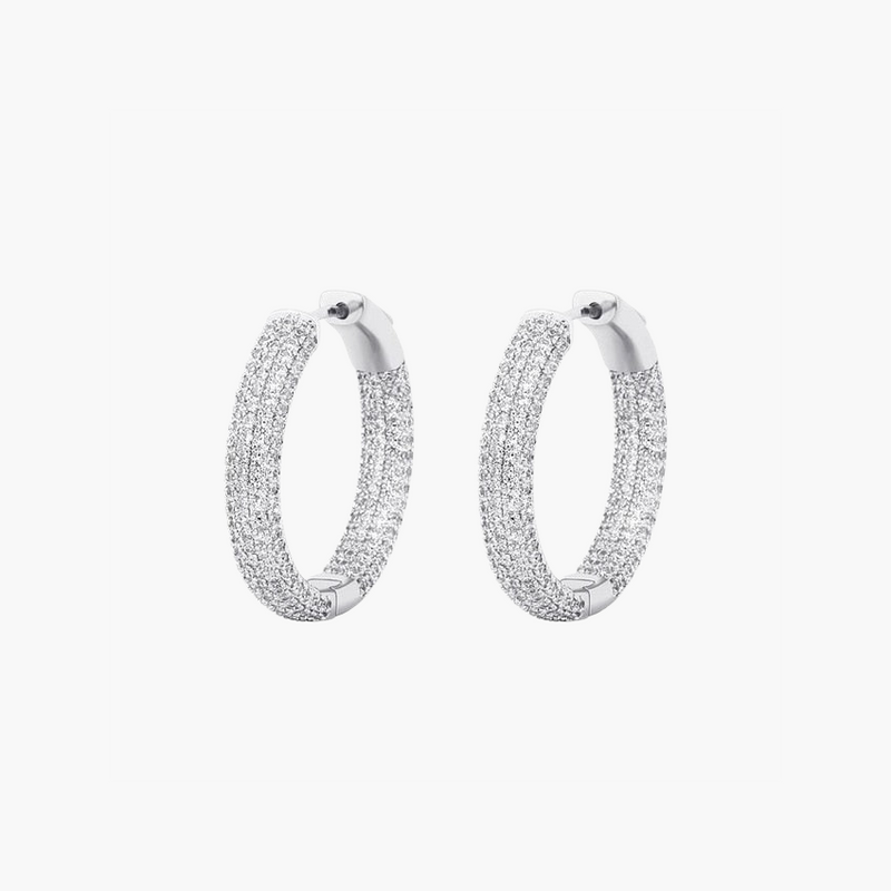 PAVER ICED EARRINGS – WHITE GOLD