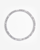 12mm Clustered Tennis Chain - White Gold
