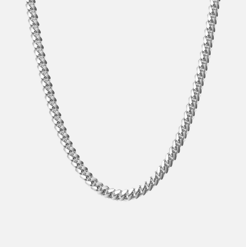 5mm Cuban Chain - White Gold