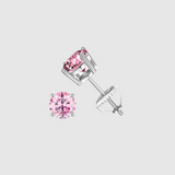 PINK VVS ROUND 1CT EARRINGS  - White Gold Vermeil