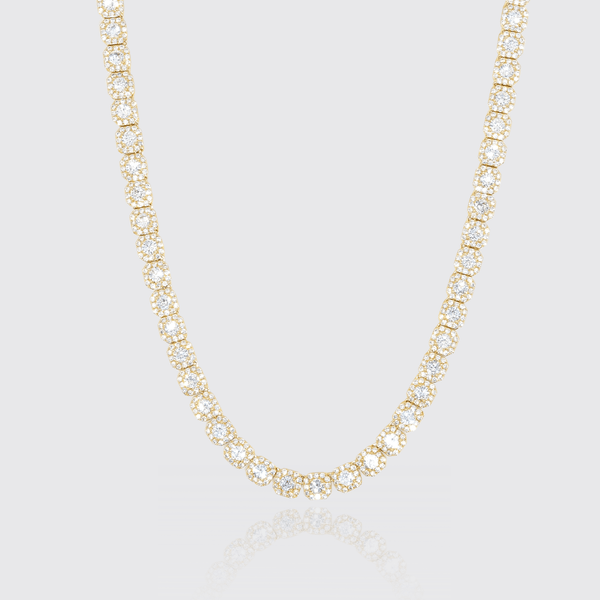 10mm Clustered Tennis Chain - Gold