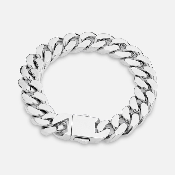 12MM Cuban Bracelet - White Gold