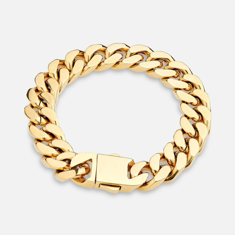 12MM Cuban Bracelet - Gold