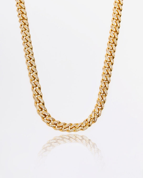 12mm Iced Cuban Link Chain - Gold