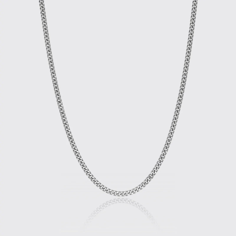 3mm Miami Cuban Link Chain - White Gold