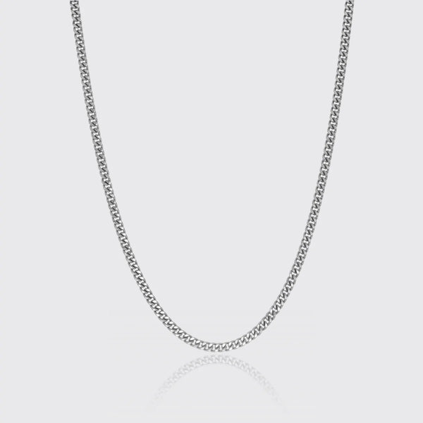 MICRO CUBAN CHAIN 3MM - Solid White Gold