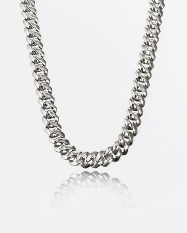 14mm Miami Prong Link Chain - White Gold