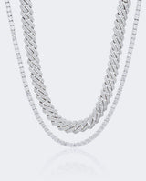 14mm Prong Link + 5mm Tennis Chain Bundle - White Gold