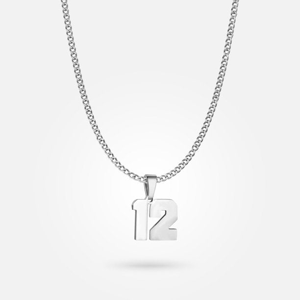 Jersey Number Pendant - White Gold