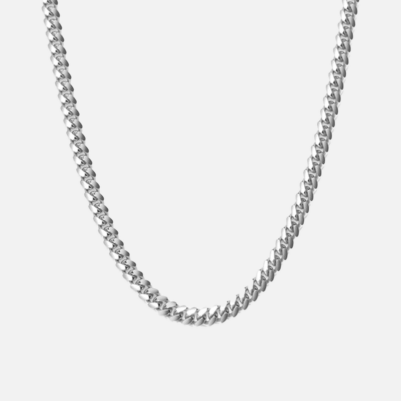 5mm Cuban Chain - Solid White Gold