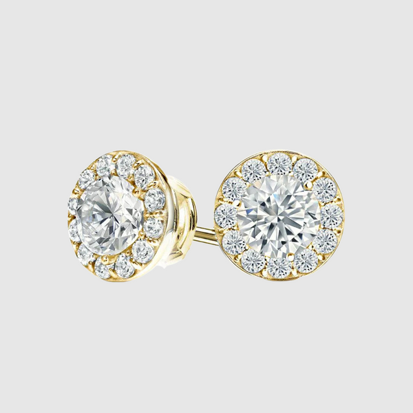 VVS HALO STUD EARRINGS 2.4CTW- Gold Vermeil