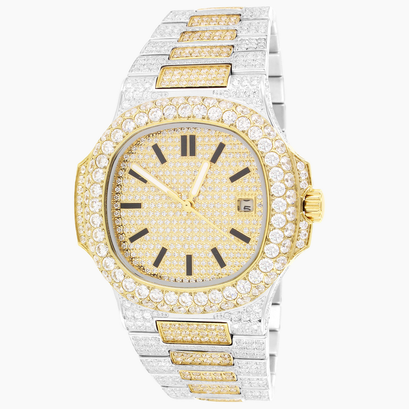 Presidential Moissanite VVS 19.0ct White & Gold Tone Watch