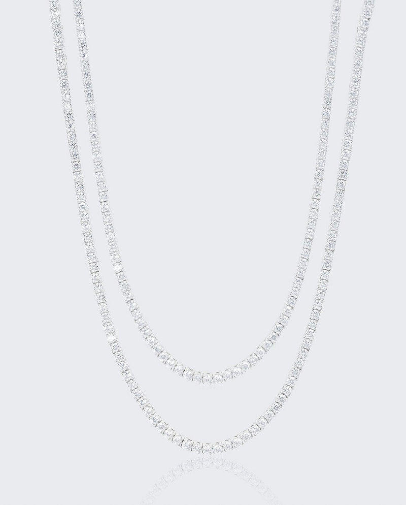 3mm Tennis Chain Bundle - White Gold