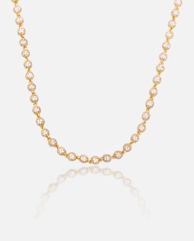 5mm Iced Ball Chain - Gold