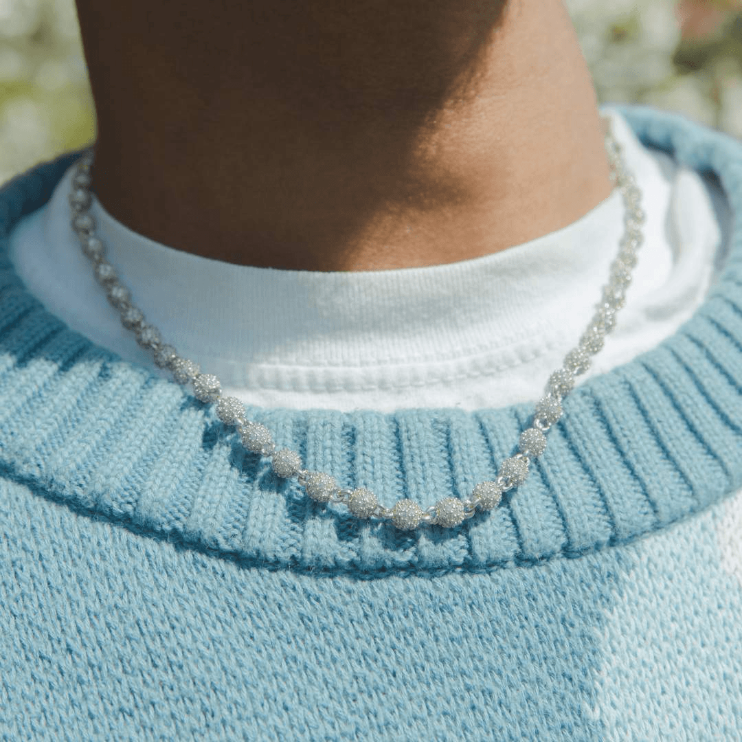 5mm Iced Ball Chain White Gold Zotic