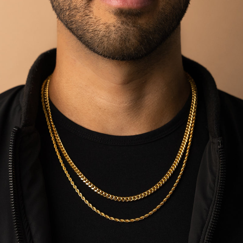 5mm Cuban Link + 3mm Rope Chain Bundle - Gold – Zotic