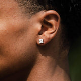 Princess Cut Moissanite Earrings - White Gold Vermeil