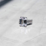 Emerald Cut Diamond Ring - White Gold