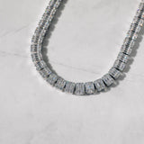 Square Baguette Tennis Chain -  White Gold