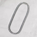 Square Baguette Tennis Chain -  White Gold