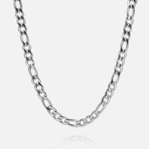 7MM Figaro Chain - White Gold