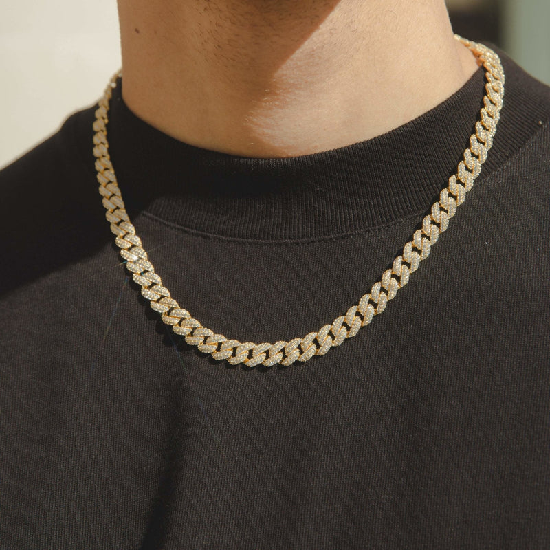 9mm Iced Cuban Link Chain - Gold