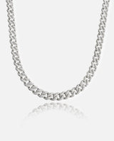 9mm Iced Cuban Link Chain - White Gold