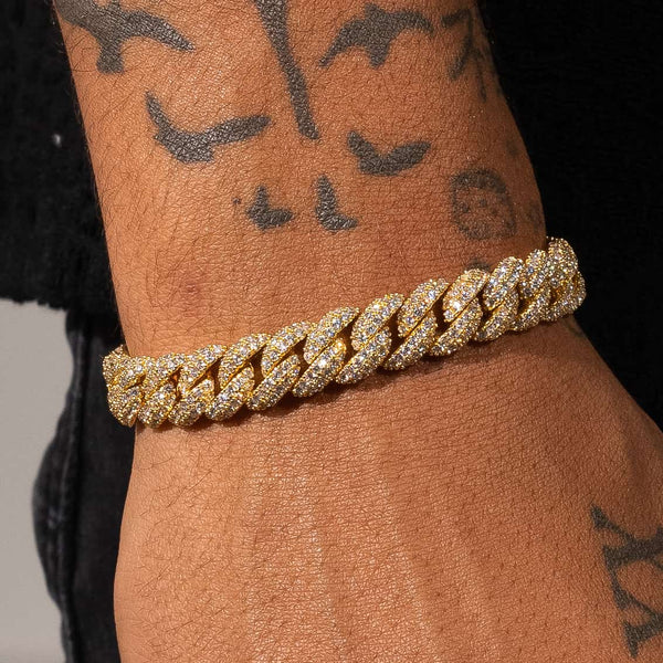 9mm Iced Cuban Link Bracelet - Gold