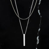 Bar Necklace Set - White Gold