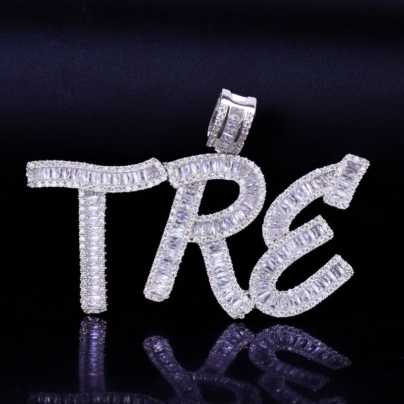 Iced Out Baguette Letters - White Gold