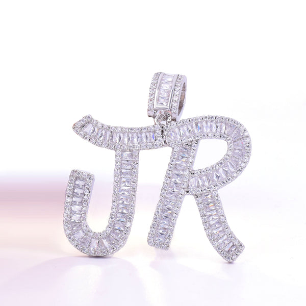 Iced Out Baguette Letters - White Gold