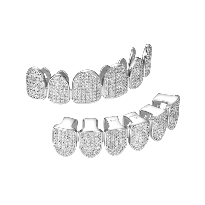 Six Teeth Iced Out Grillz - White Gold