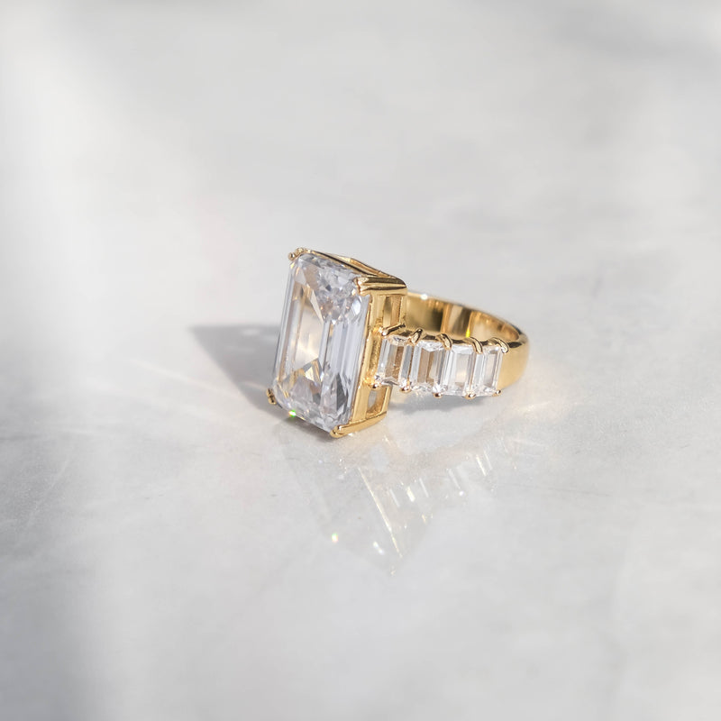 Emerald Cut Diamond Ring - Gold