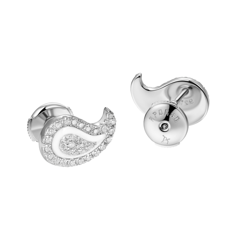 Moissanite Paisley Stud Earrings-Pair